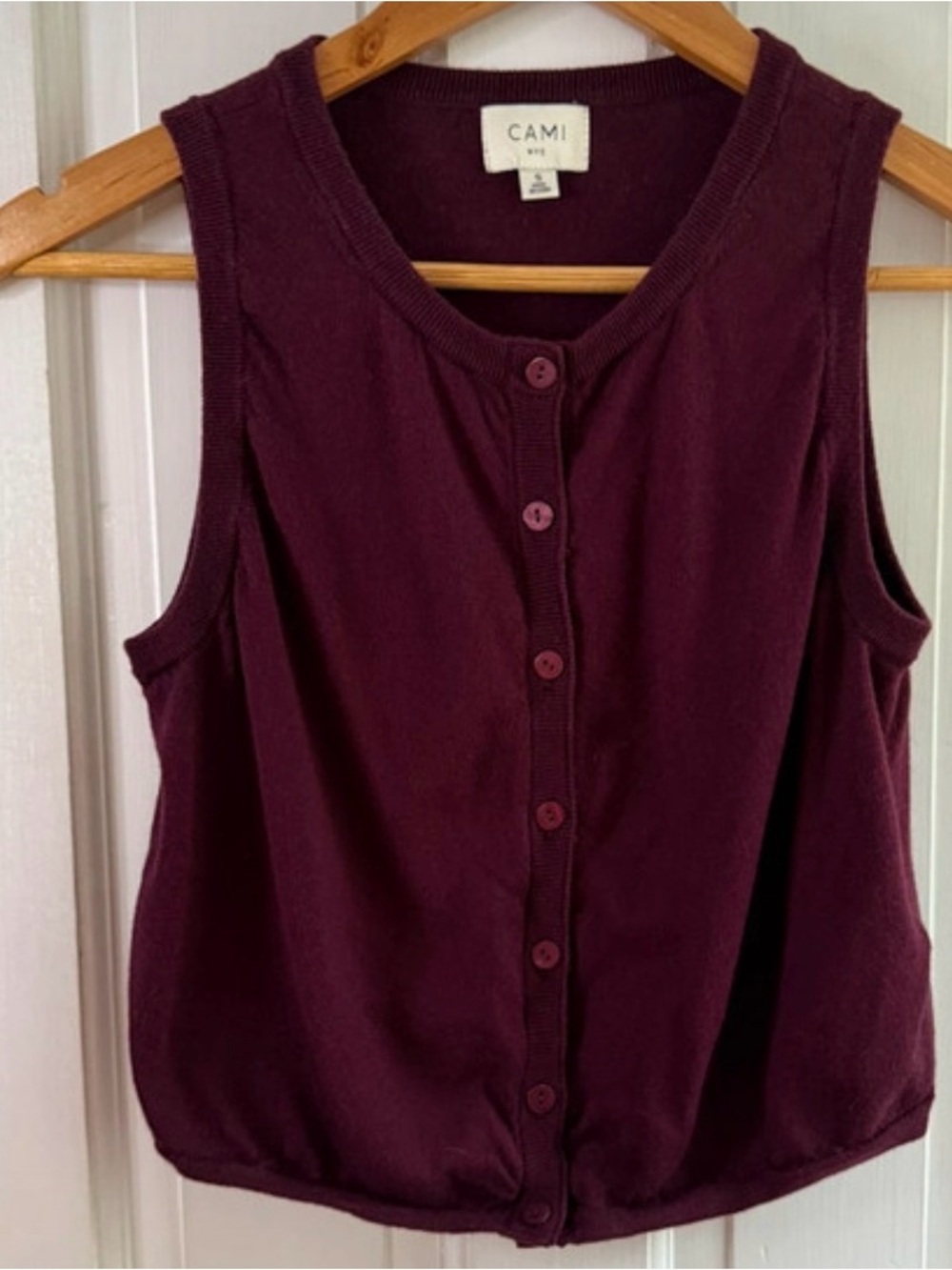 Cami NYC Sleeveless Button-Front Tank in Burgundy
